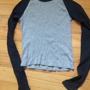 Brandy Melville Black and Gray Long Sleeve Top